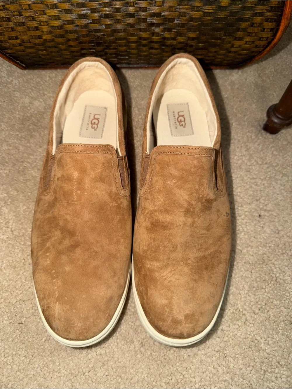 UGG Australia Suede Slip On Sneakers Loafers Chestnut Brown Men’s Size 12 Casual